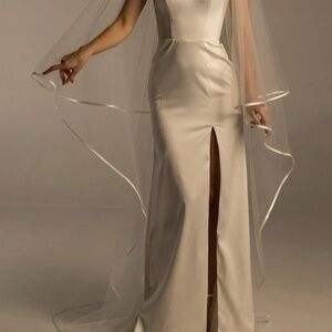 Classic 2 tier Wedding Veil - satin edge - 52"back, 30" front